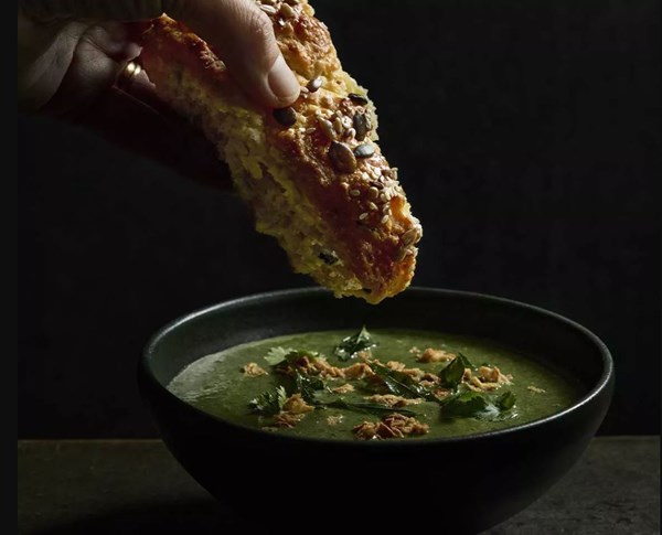 Masala-spiced greens soup