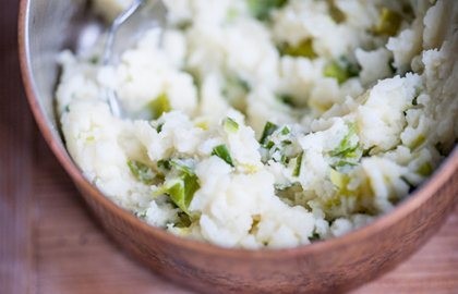 Mash and leeks