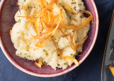 Mashed parsnips with crispy parsnip ribbons