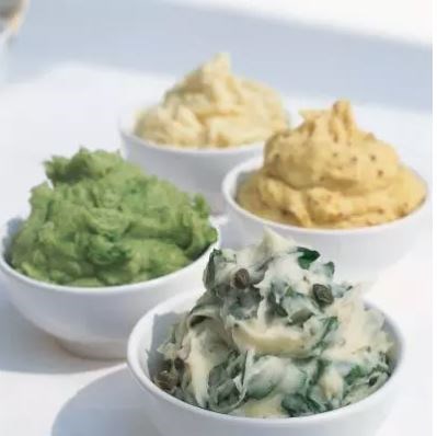 Mashed potato with three mustards