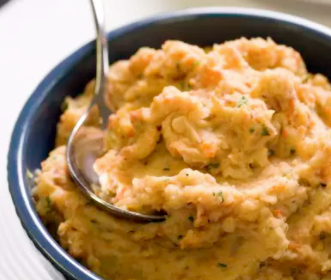 Mashed potatoes and root vegetables