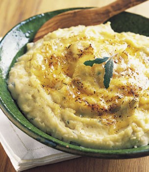 Mashed potatoes with sage and white cheddar cheese