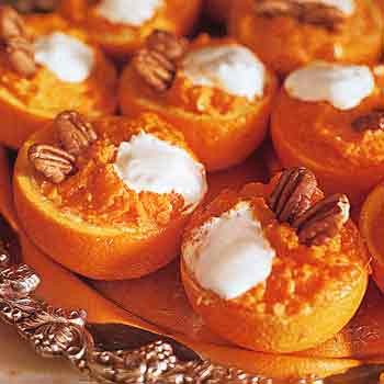 Mashed yams in orange cups