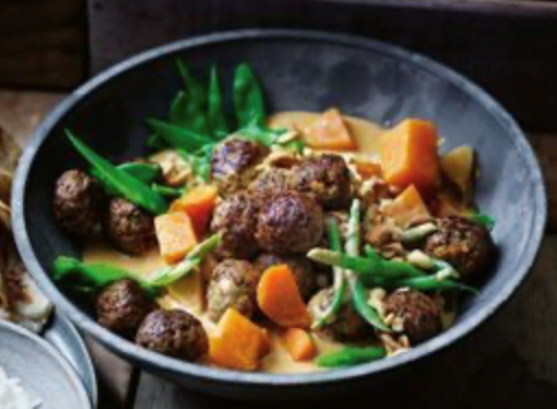 Massaman meatballs with vegetable curry