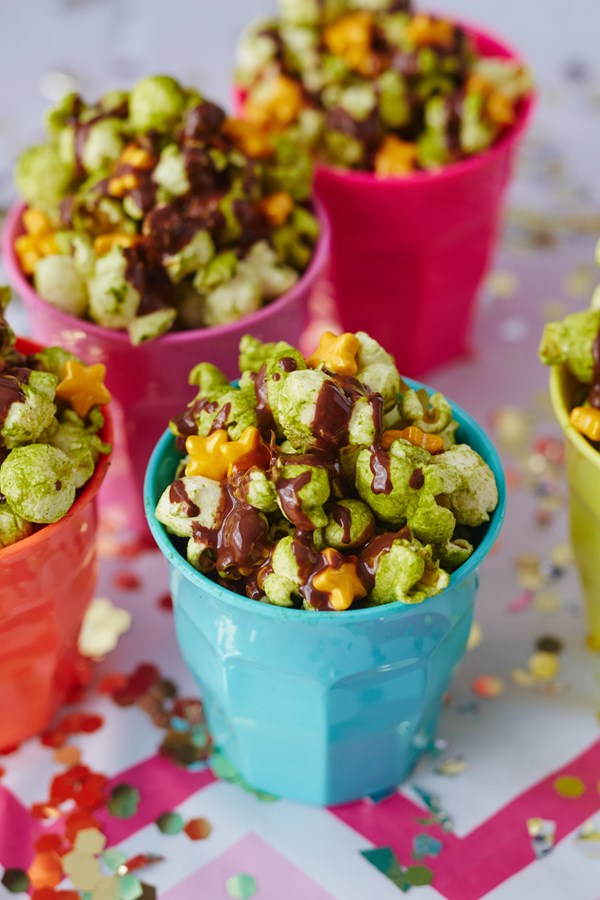 Matcha & dark chocolate popcorn with sea salt
