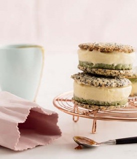 Matcha & white chocolate ice cream sandwiches