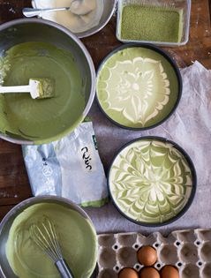 Matcha & white chocolate mousse cake
