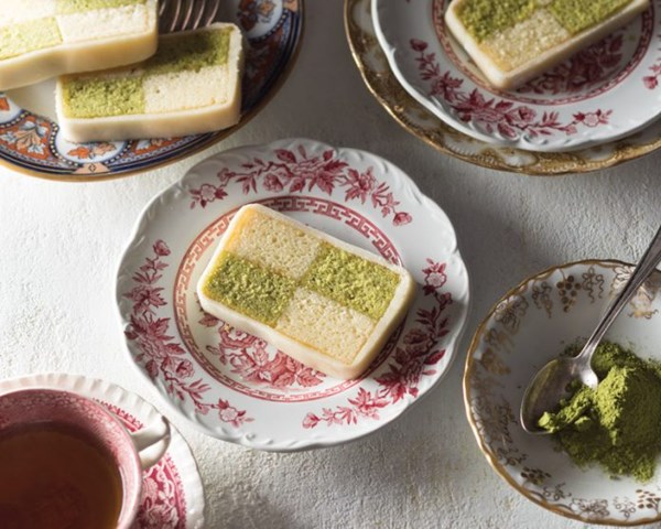 Matcha Battenberg cake