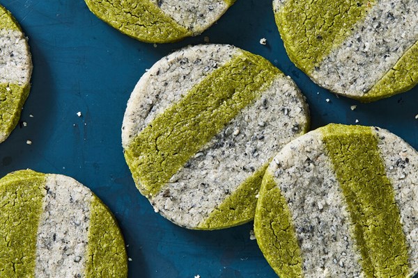 Matcha-black sesame shortbreads