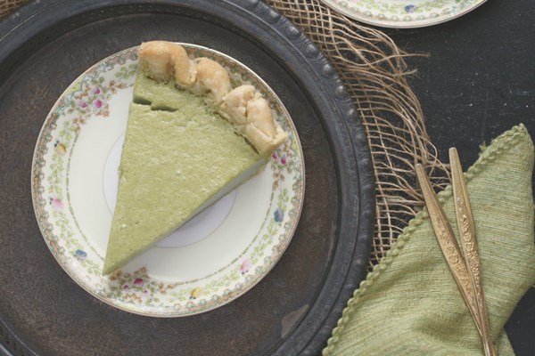 Matcha buttermilk pie