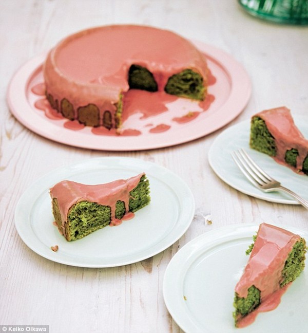 Matcha cake with cherry juice icing recipe Eat Your Books