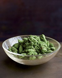 Matcha-dusted caramel almonds