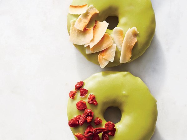 Matcha-glazed donuts