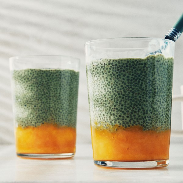 Matcha-mango chia pudding