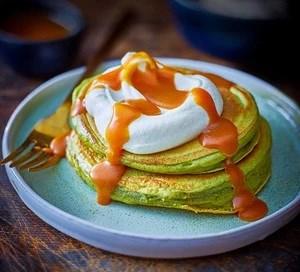 Matcha miso pancakes