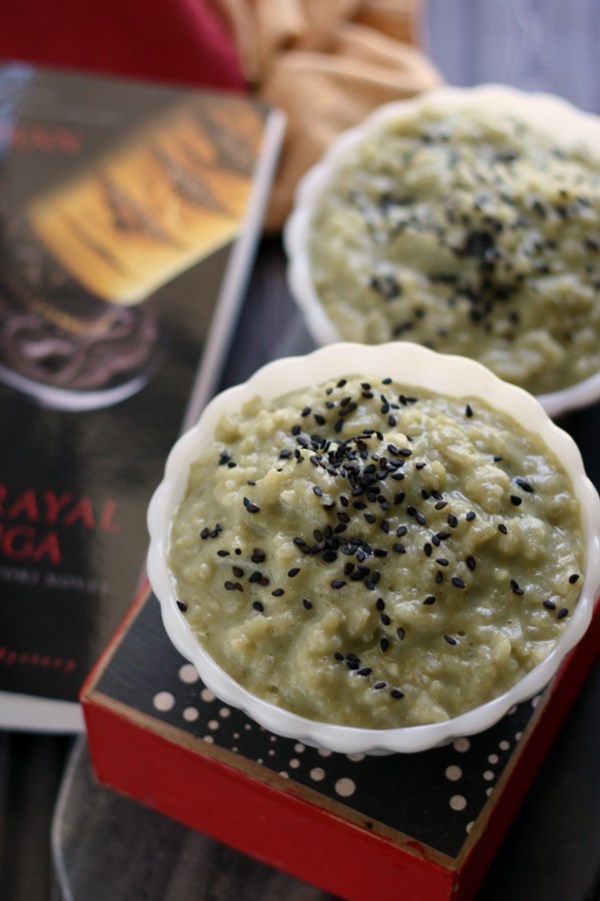 Matcha rice pudding
