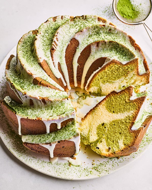 Matcha-vanilla sour cream pound cake