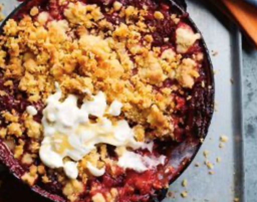 Matt Moran's rhubarb and strawberry crumble