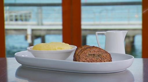Matt’s meatloaf with BBQ sauce and potato skin mash