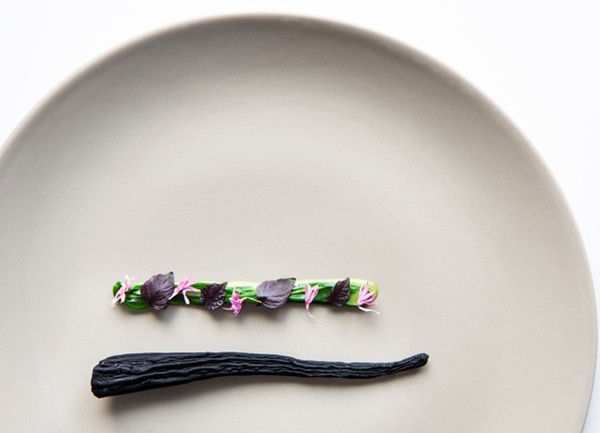 Matured purple carrot with herb emulsion