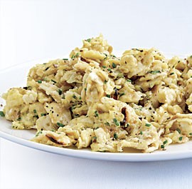 Matzo brei with fresh chives