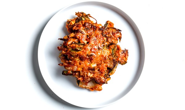 Matzo-kimchi pancakes