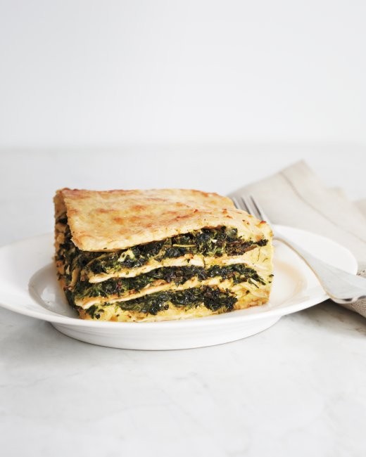 Matzo spinach lasagna