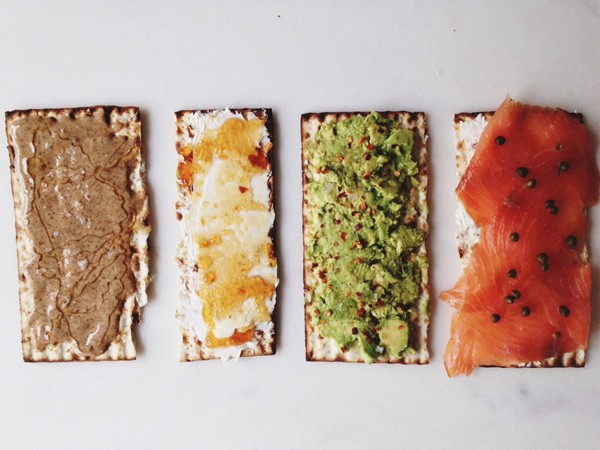 Matzoh tartines for Passover