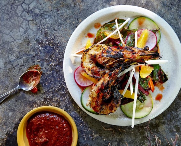 Maya prawns with chipotle mezcal sauce