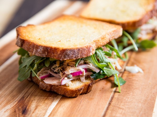 Mayo-free Mediterranean tuna salad sandwiches