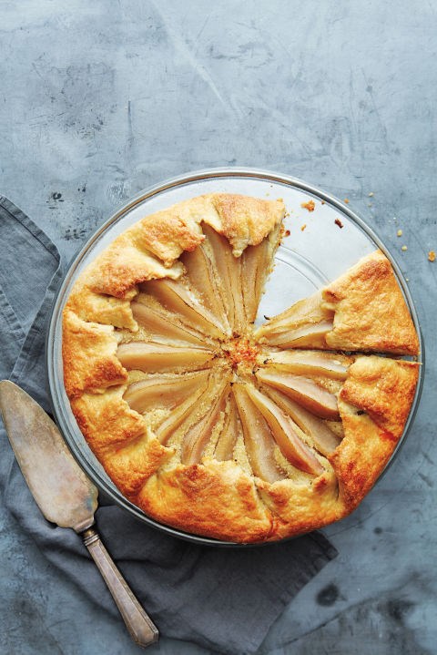 Mead and frangipane poached pear galette