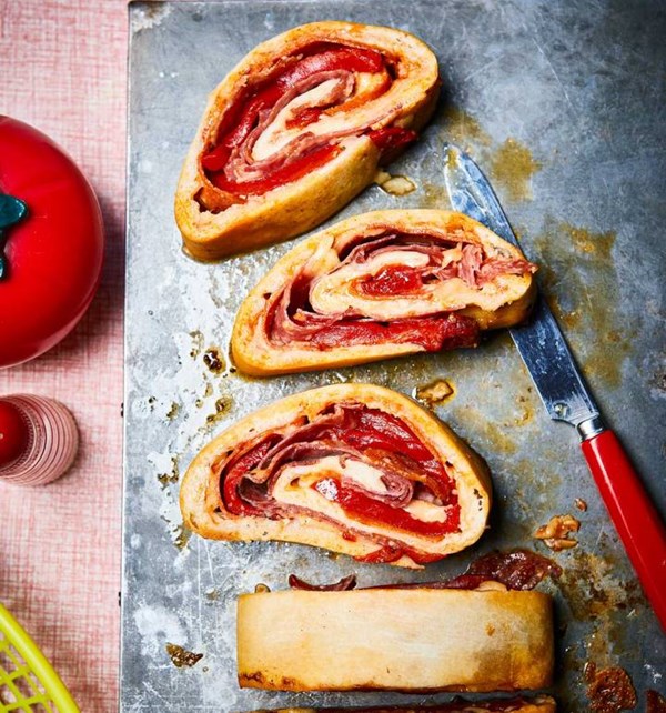 'Meat feast' pizza roll