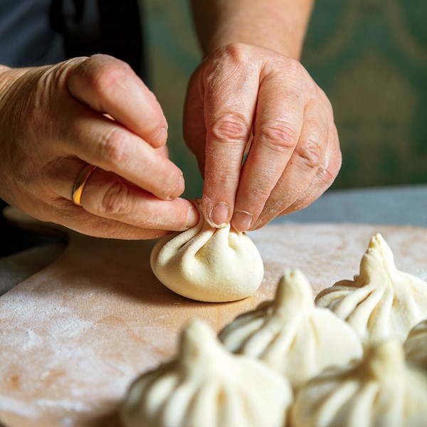 Meat-filled dumplings (Khinkali)