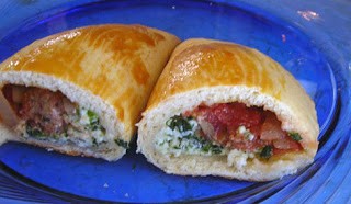 Meatball & spinach calzones