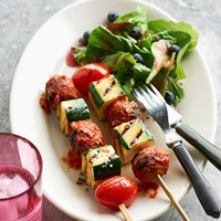 Meatball & vegetable kabobs