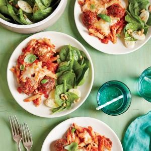 Meatball and ziti bake