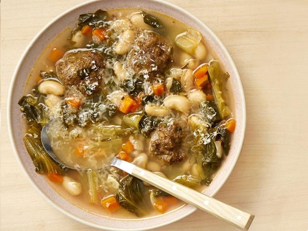 Meatball, bean and escarole soup