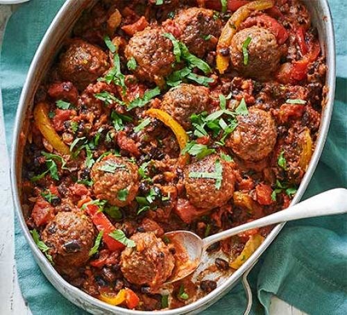 Meatball black bean chilli