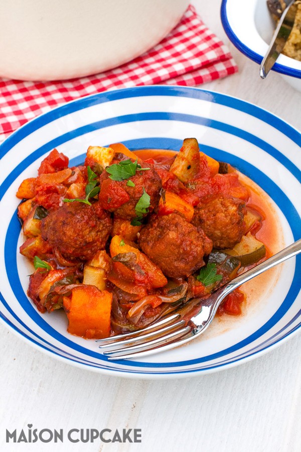 Meatball casserole Moroccan tagine style stew