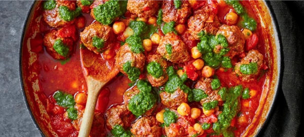 Meatball stew with coriander chutney