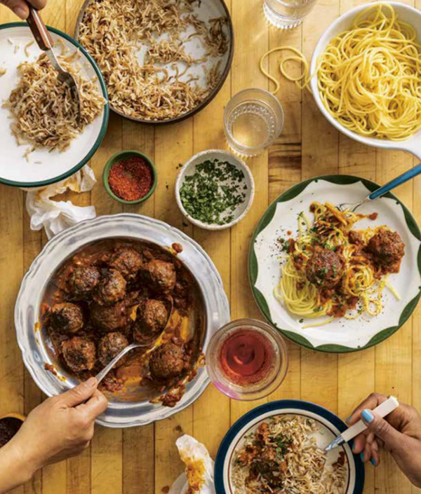 Meatballs in Arab-spiced tomato sauce (Kafta bil bandoura)