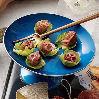 Meatballs in Brussels sprout cups