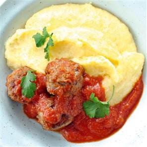 Meatballs with creamy polenta