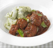 Meatballs with pesto mash