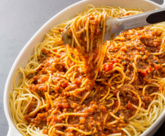 Meatless "meat" sauce with chickpeas and mushrooms