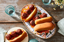 Meatless merguez sandwiches with carrot & herb slaw