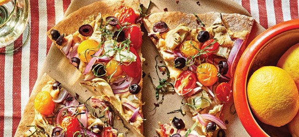 Mediterranean artichoke pizza