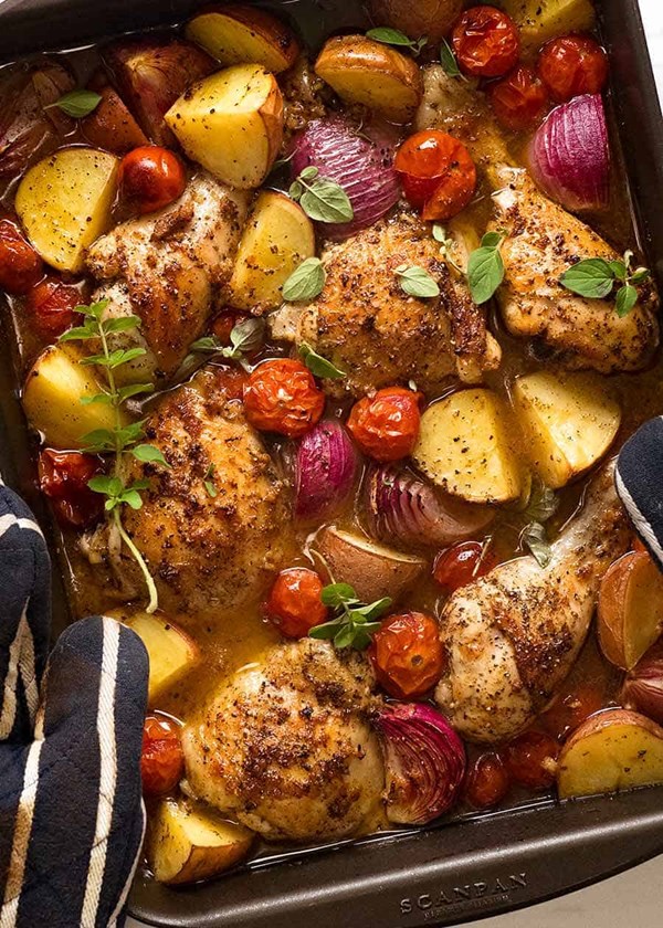 Mediterranean baked chicken dinner