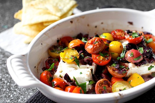 Mediterranean baked feta with tomatoes