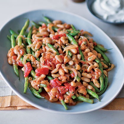 Mediterranean braised green and white beans